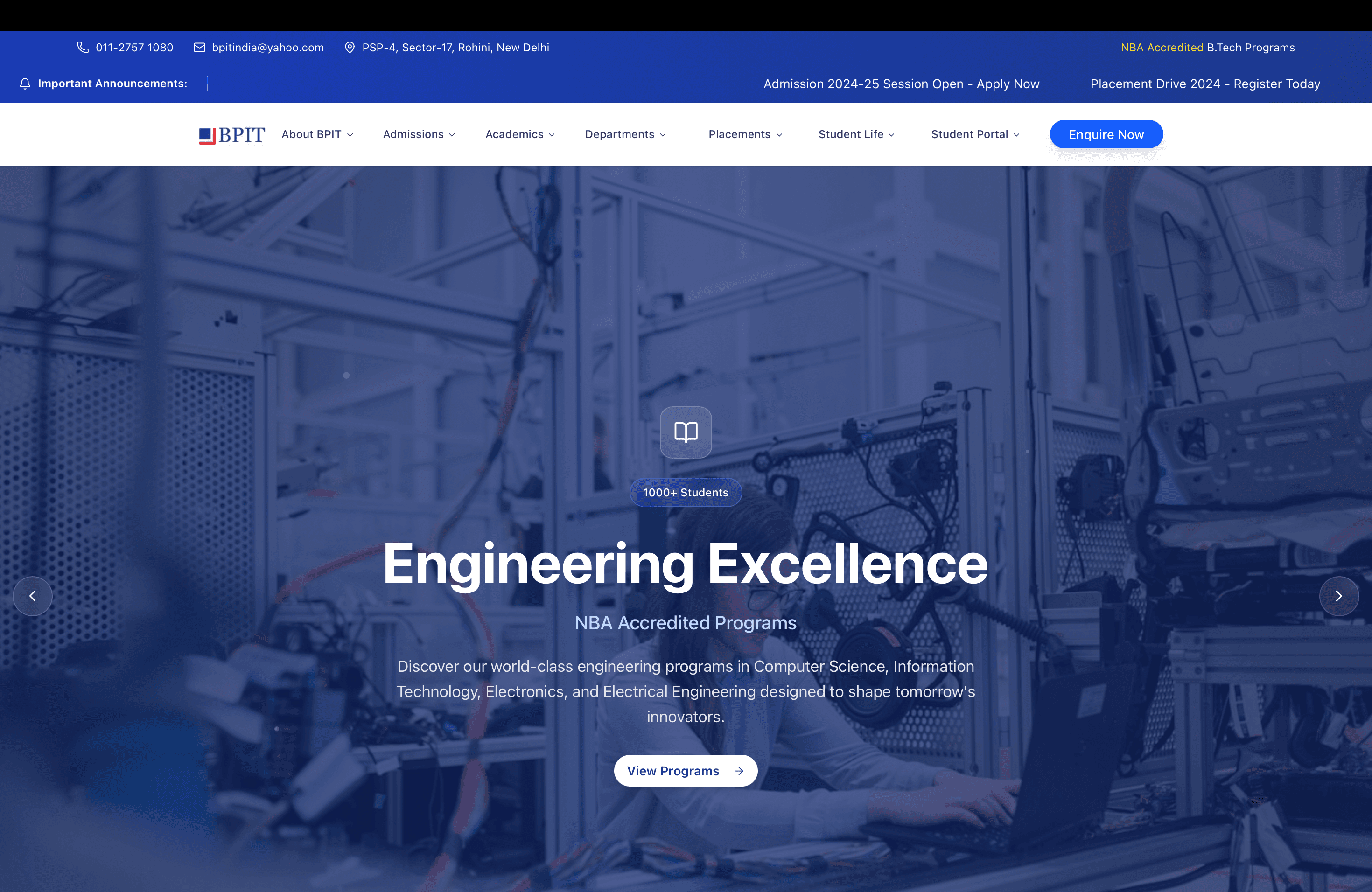 BPIT Site Redesign project screenshot