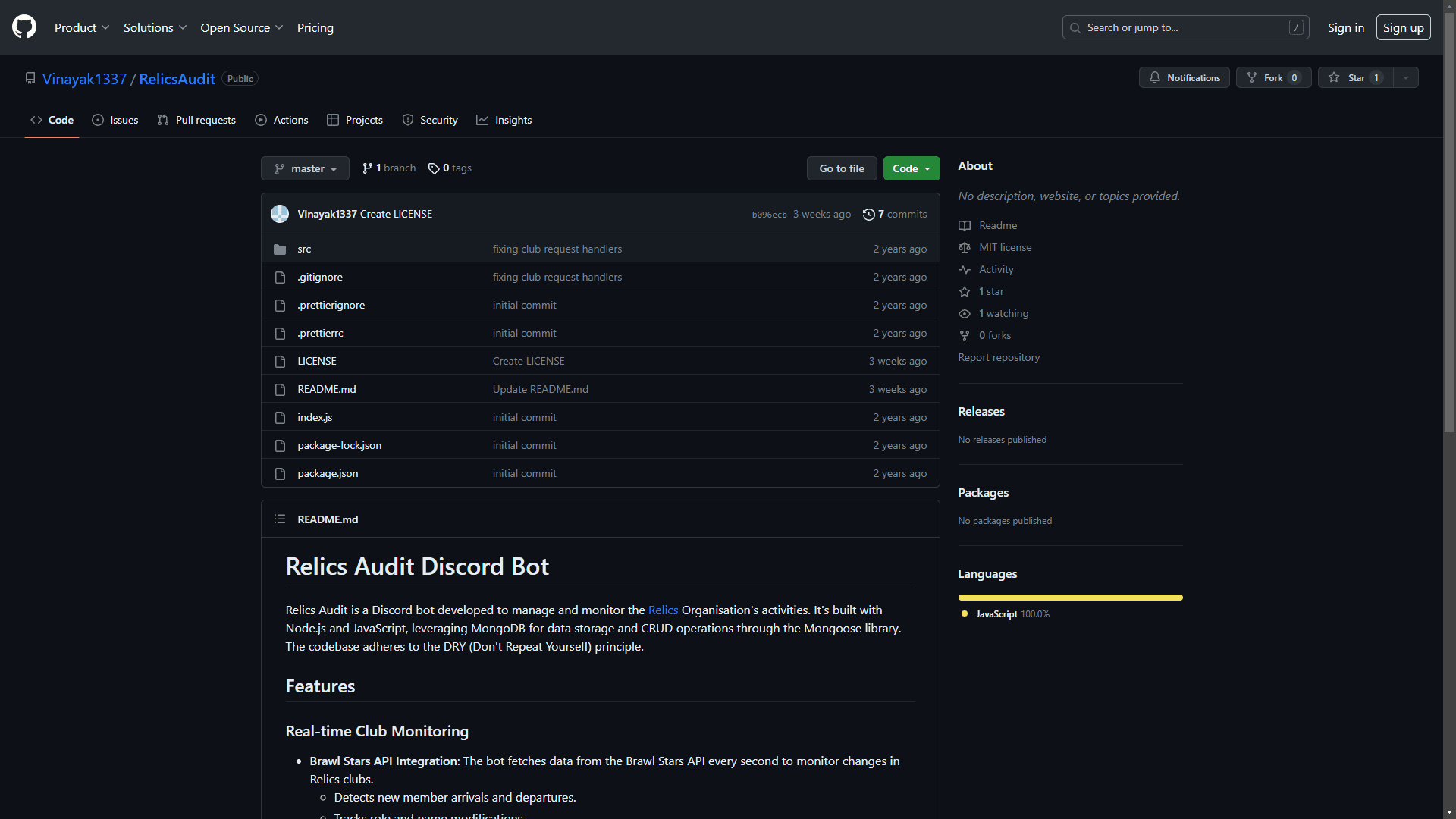RelicsAudit project screenshot